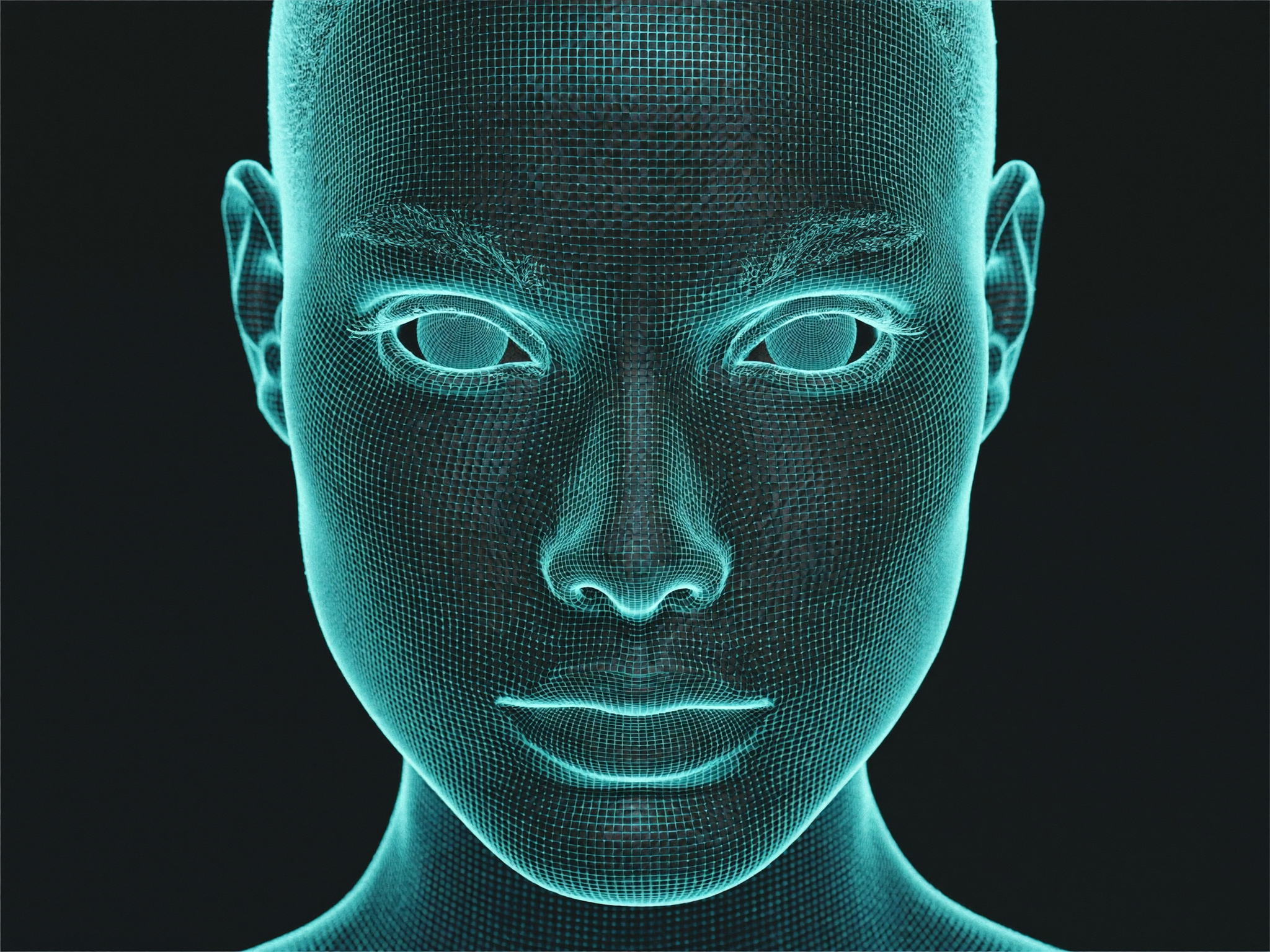 A 3D facial simulation of the eye area used for surgical planning — a demonstration, not a real patient result