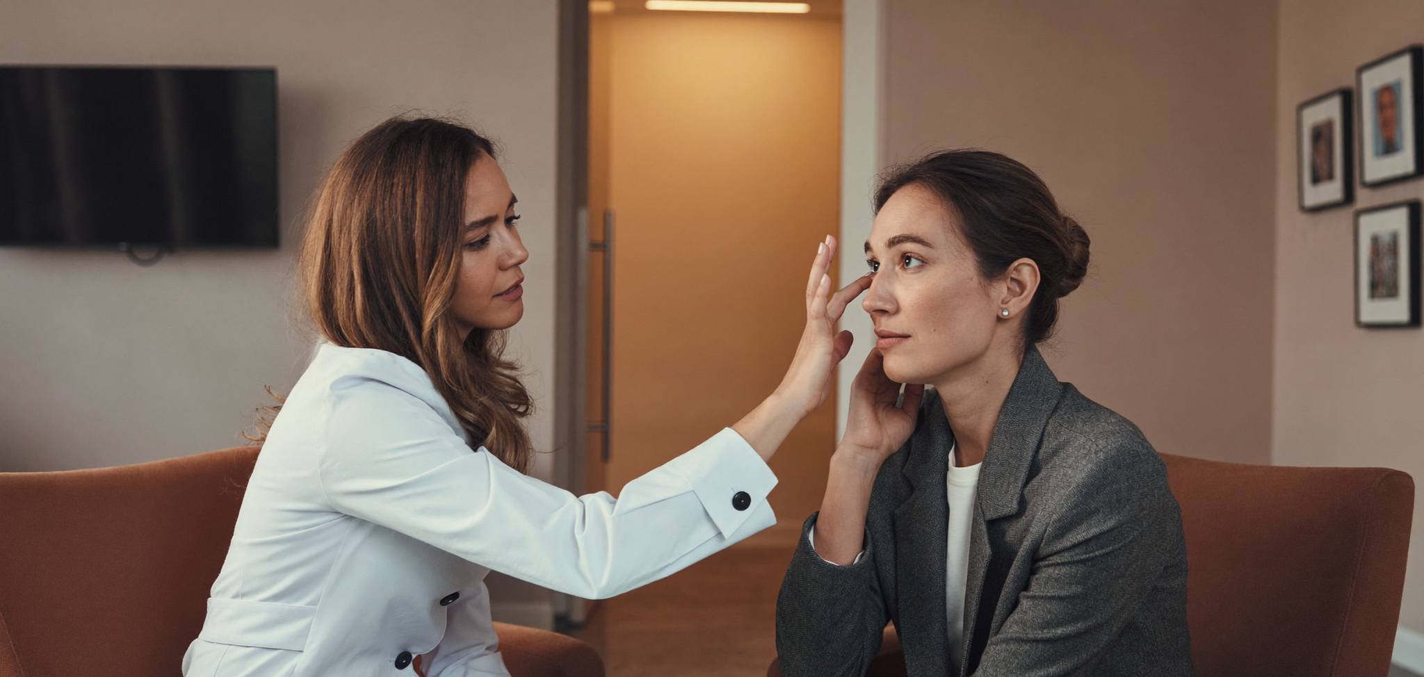 A private consultation with a board-certified eyelid specialist, assessing the eye area