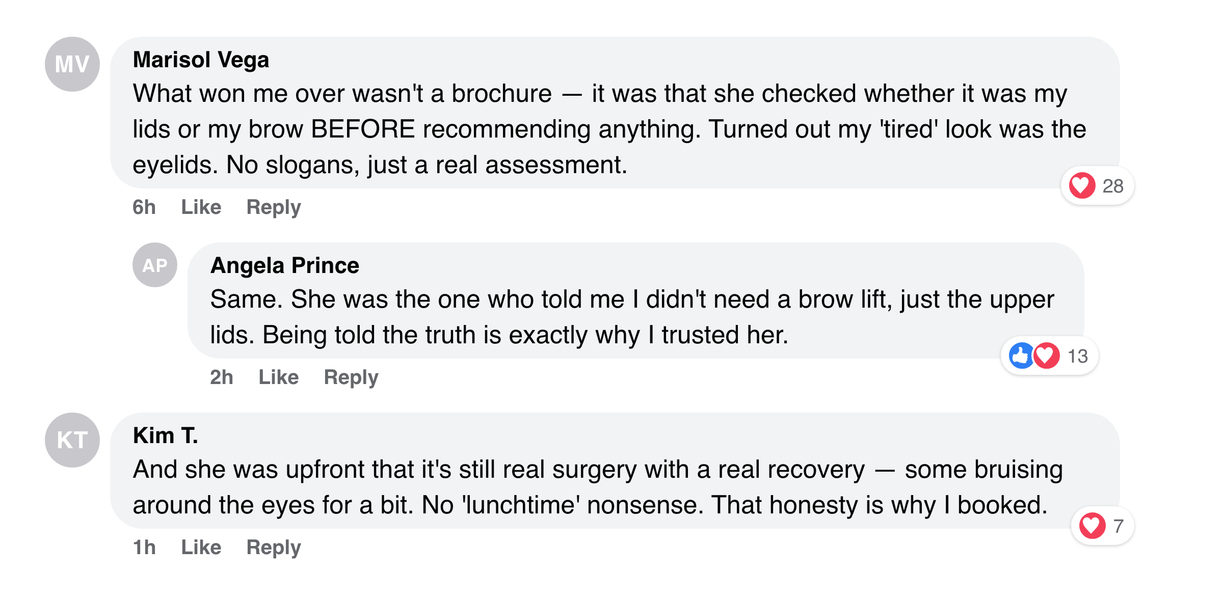 Patient review screenshot (demo)