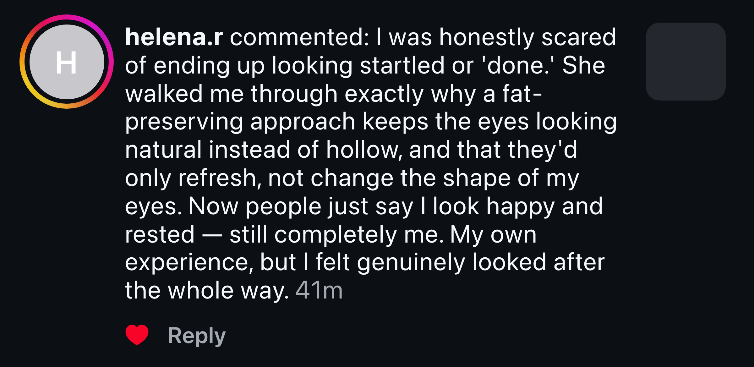 Patient review screenshot (demo)